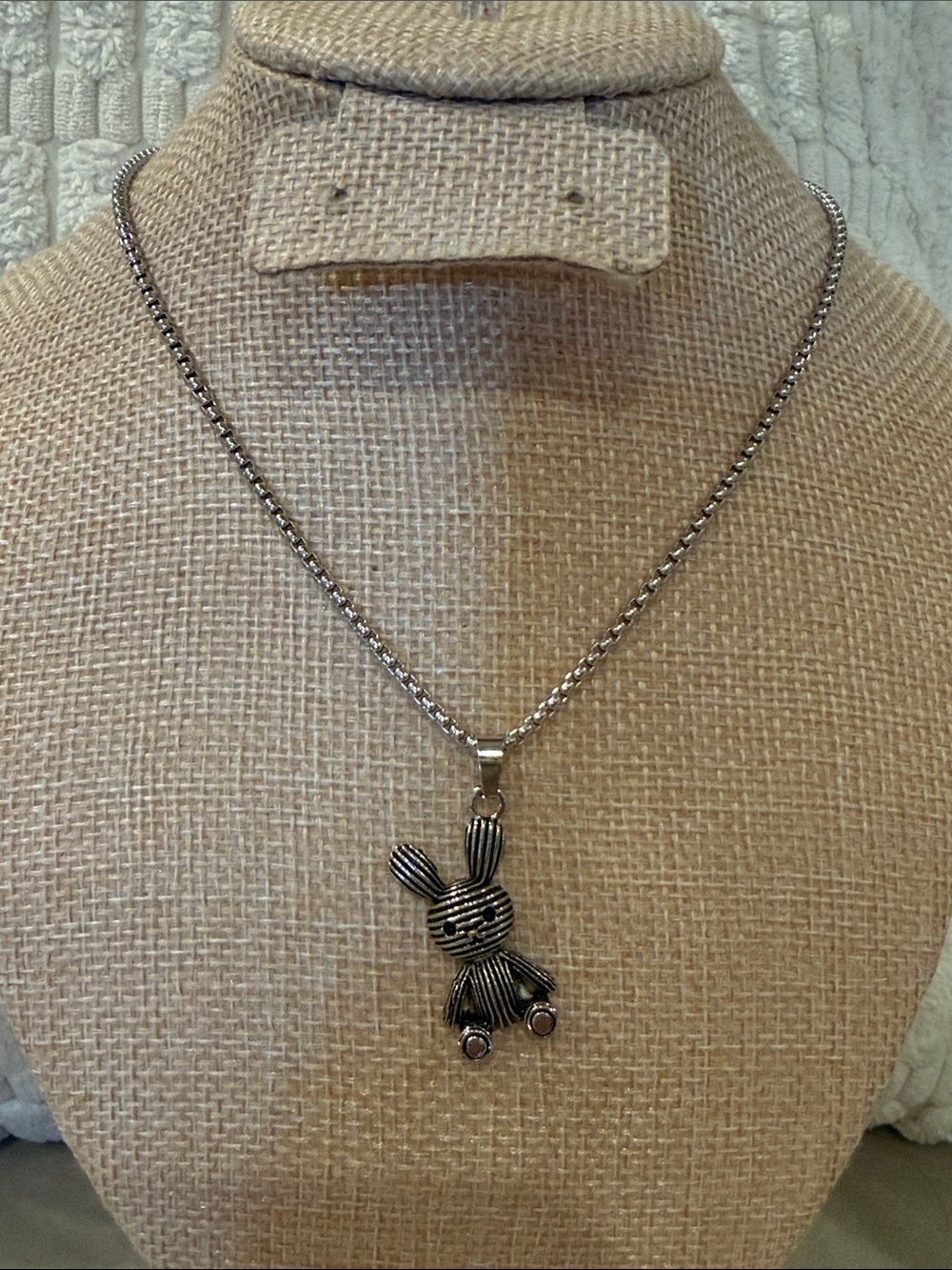 Silver Bunny Pendant Necklace Jewelry